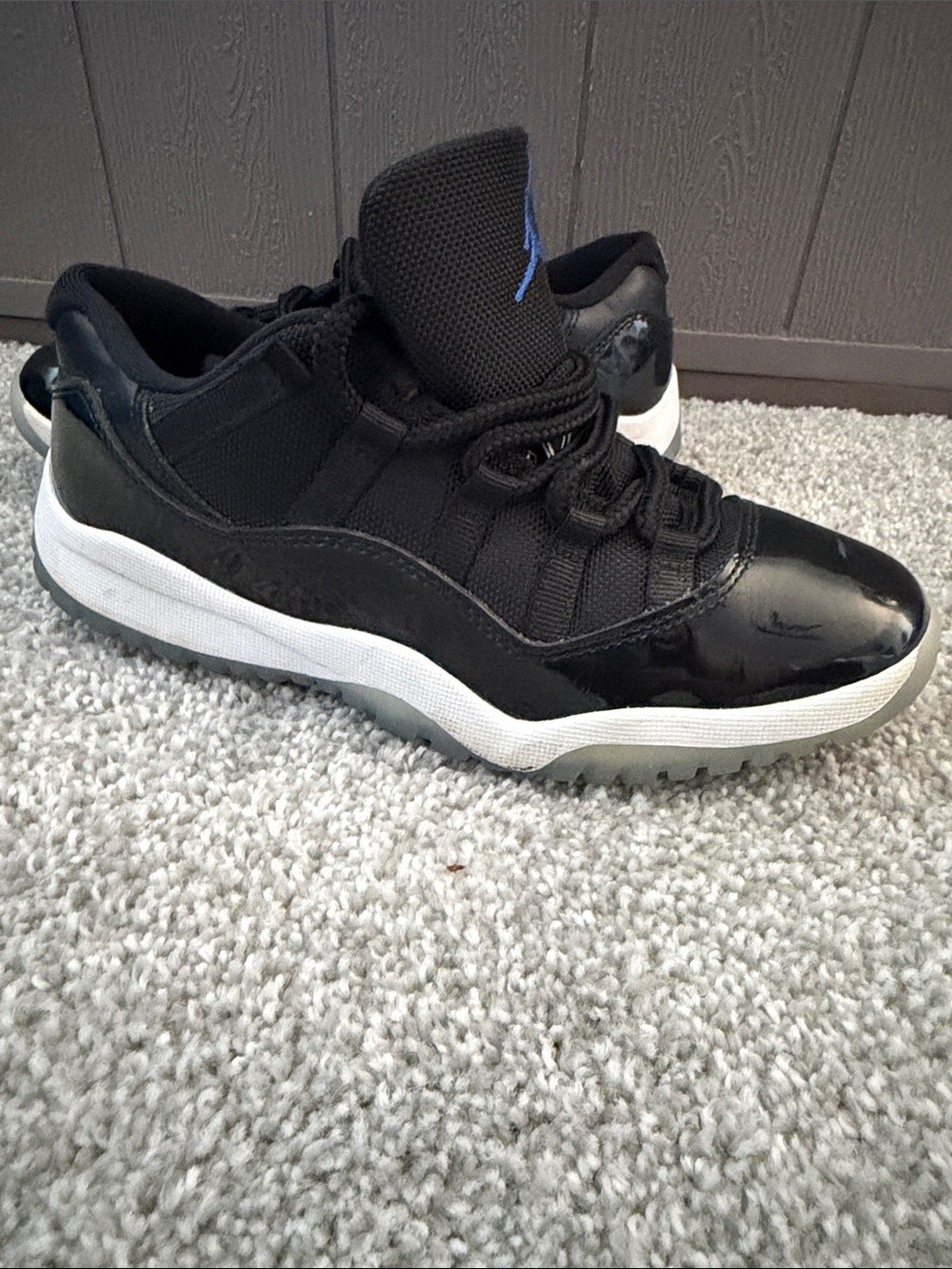 Jordan Low-Top Sneakers - Black with White Sole and Blue Jumpman